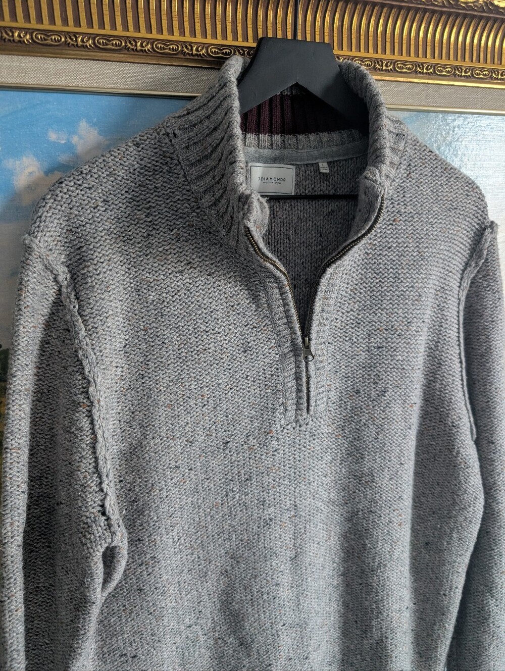7 Diamonds Gray Quarter-Zip Knit Pullover